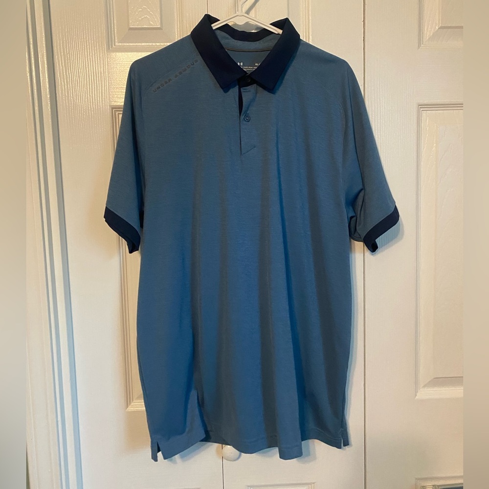 Under Armour Men's Heat Gear Loose Blue Polo Short Sleeve Shirt